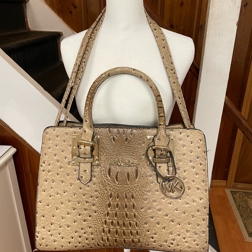 Michael Kors Jet Set Faux Ostrich Leather Handbag